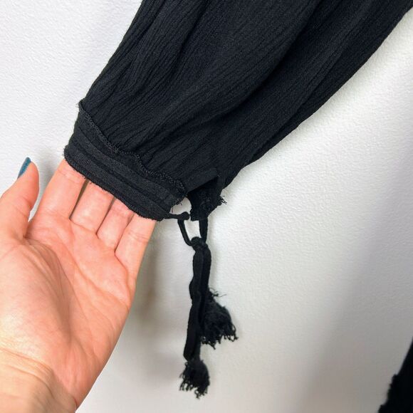 Free People Feelin Moody Mini Dress Black Long Sleeve Flowy Boho Whimsigoth S - Picture 6 of 15